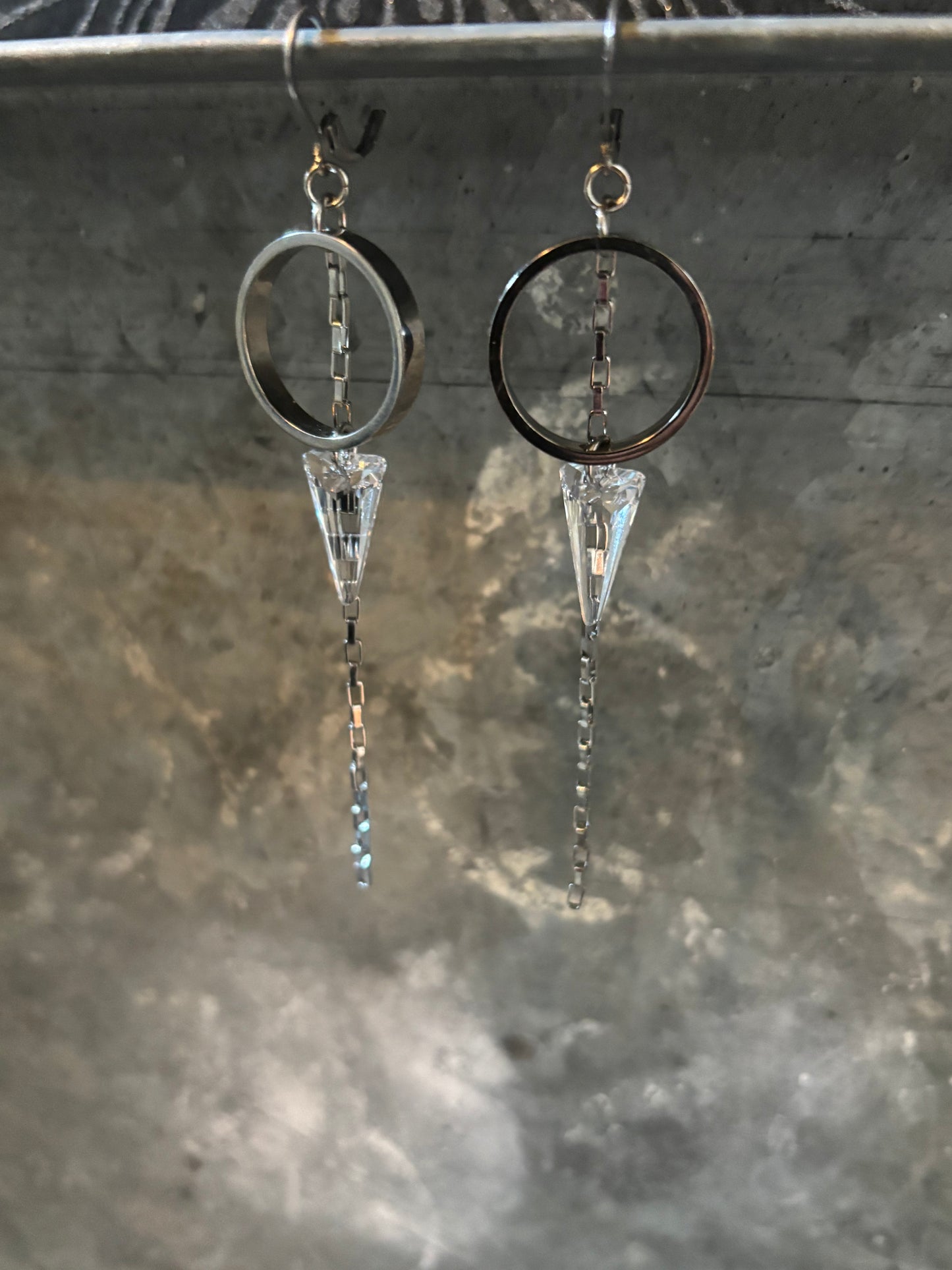 Simple Chain & Swarovski Earrings